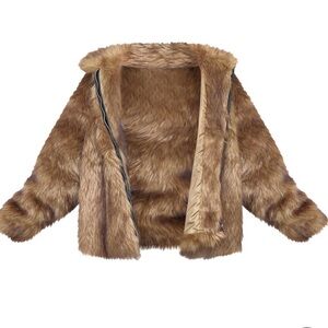 PrettyLittleThing Brown Faux Fur Jacket